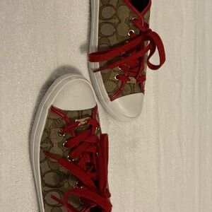 Coach Women's Red and Brown Sneakers